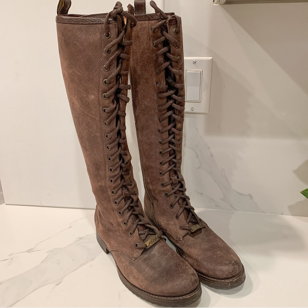 Frye Brown Lace Up Boots